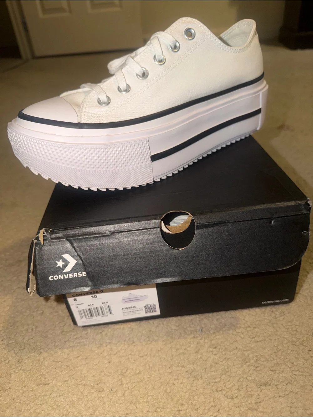 Converse White Platform Sneakers-New